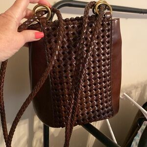 Liz Claiborne Vintage Brown Woven Shoulder Bag with wallet.